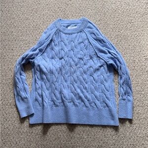 Aerie Soft Blue Cable Knit Crewneck Sweater
